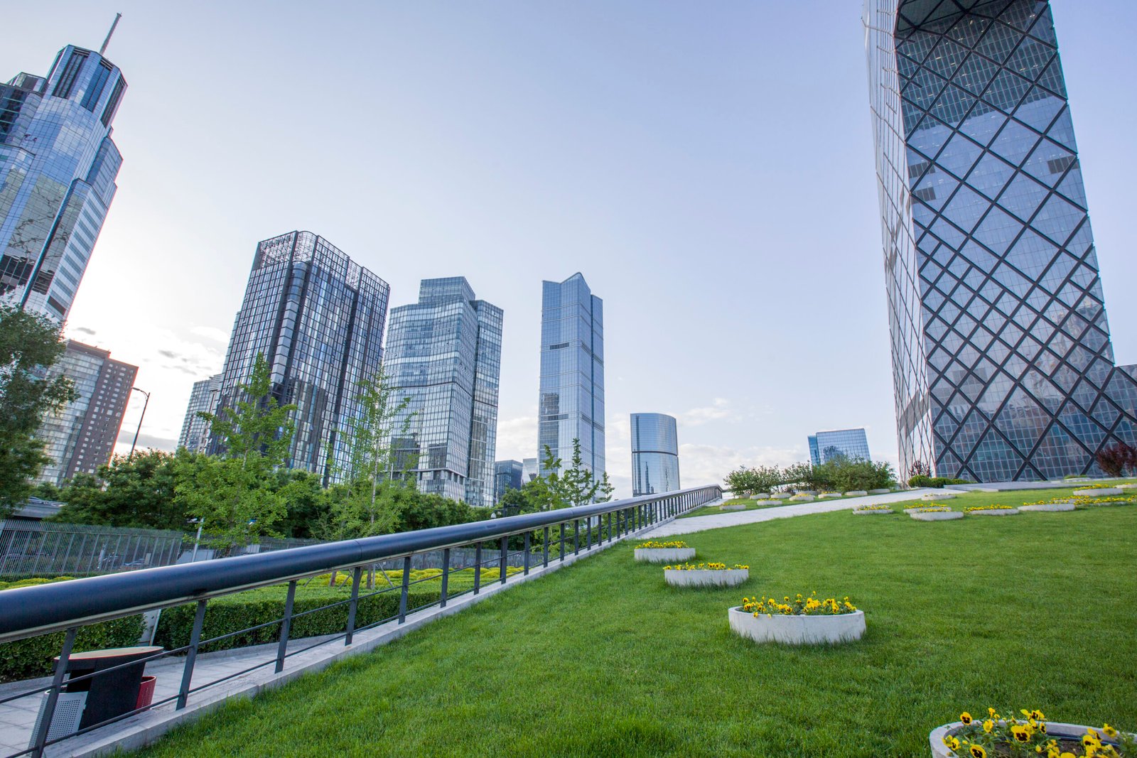 Modern buildings and green area Corporate Site Maintenance